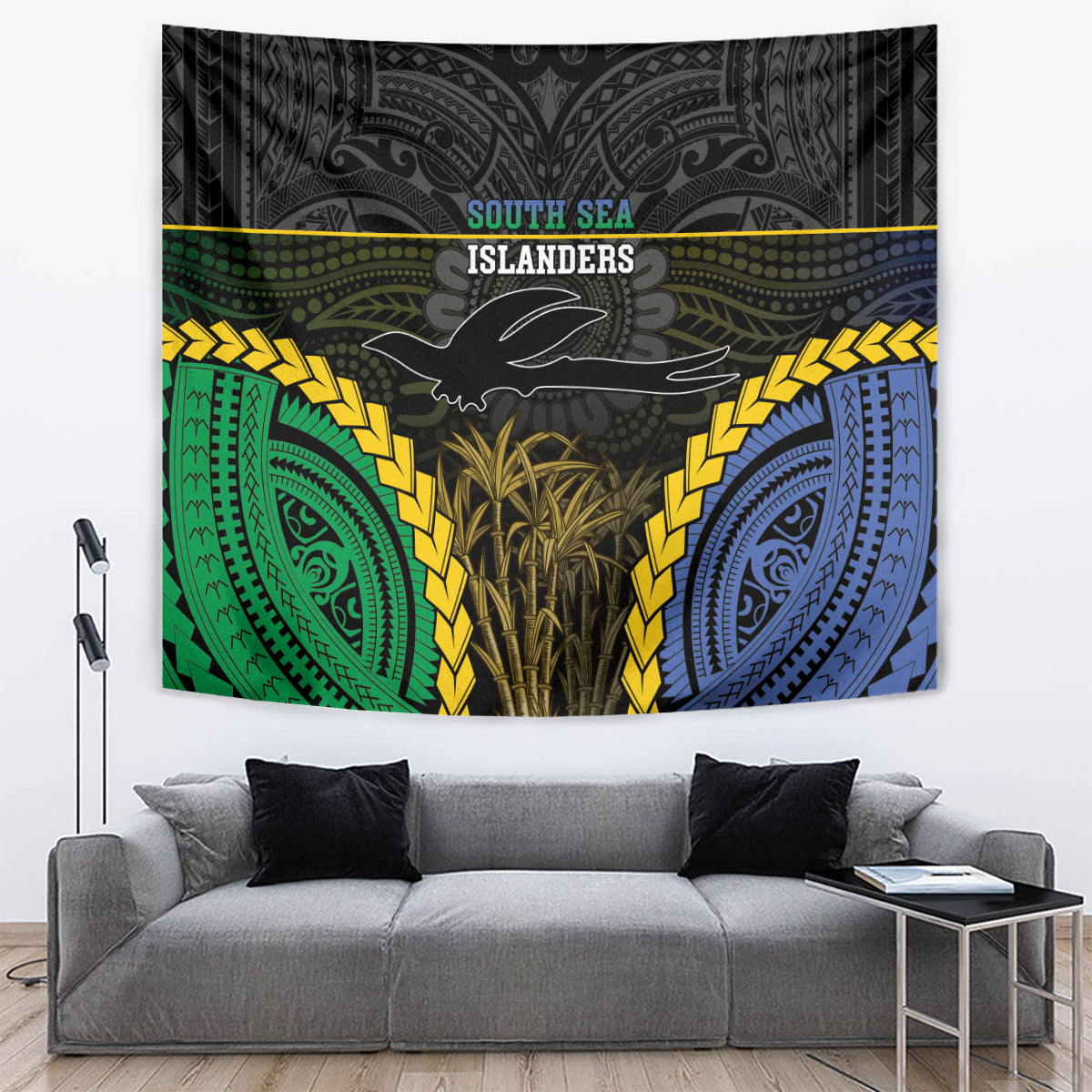 South Sea Islanders And New Ireland Tapestry Kanakas Polynesian Pattern LT05 Black - Polynesian Pride