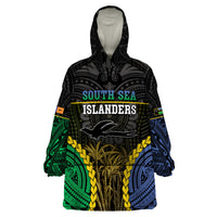 Personalised South Sea Islanders And New Ireland Wearable Blanket Hoodie Kanakas Polynesian Pattern LT05 One Size Black - Polynesian Pride