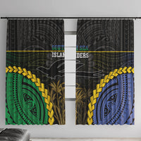 South Sea Islanders And New Ireland Window Curtain Kanakas Polynesian Pattern LT05 With Hooks Black - Polynesian Pride