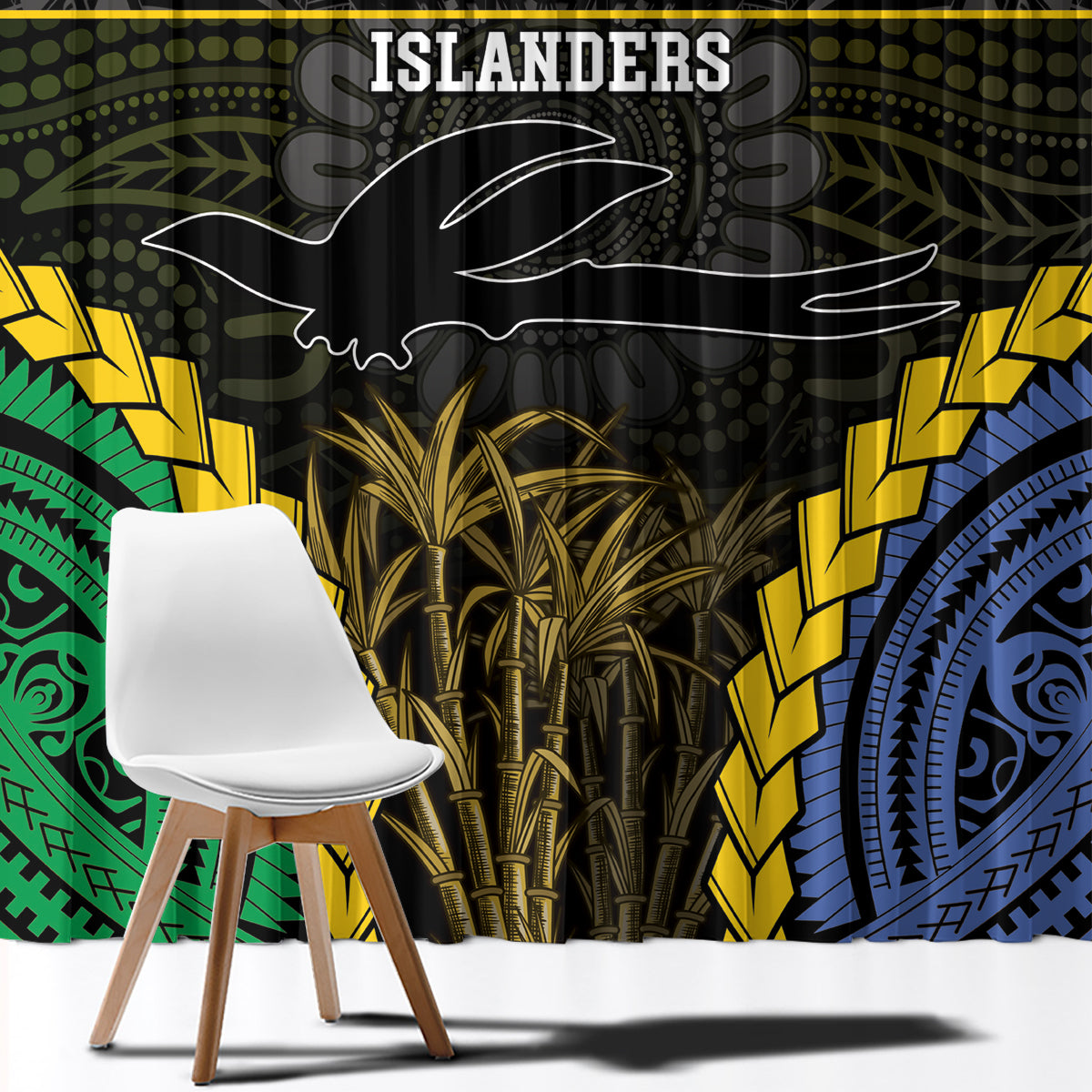South Sea Islanders And New Ireland Window Curtain Kanakas Polynesian Pattern LT05 - Polynesian Pride