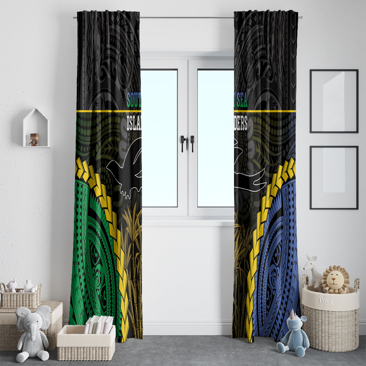 South Sea Islanders And New Ireland Window Curtain Kanakas Polynesian Pattern LT05 - Polynesian Pride