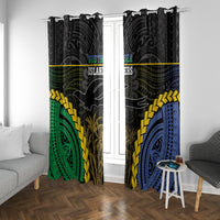 South Sea Islanders And New Ireland Window Curtain Kanakas Polynesian Pattern LT05 With Grommets Black - Polynesian Pride