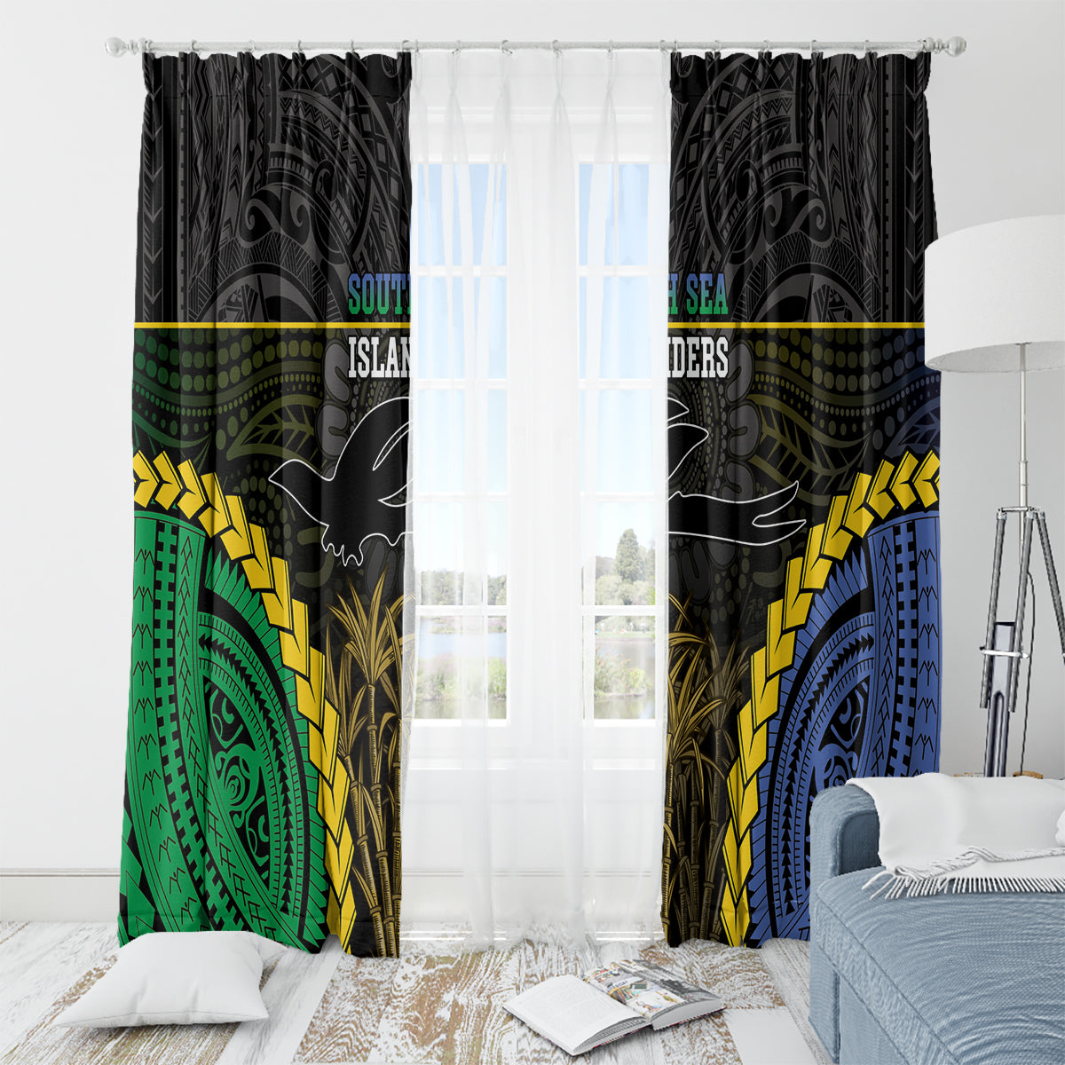 South Sea Islanders And New Ireland Window Curtain Kanakas Polynesian Pattern LT05 - Polynesian Pride