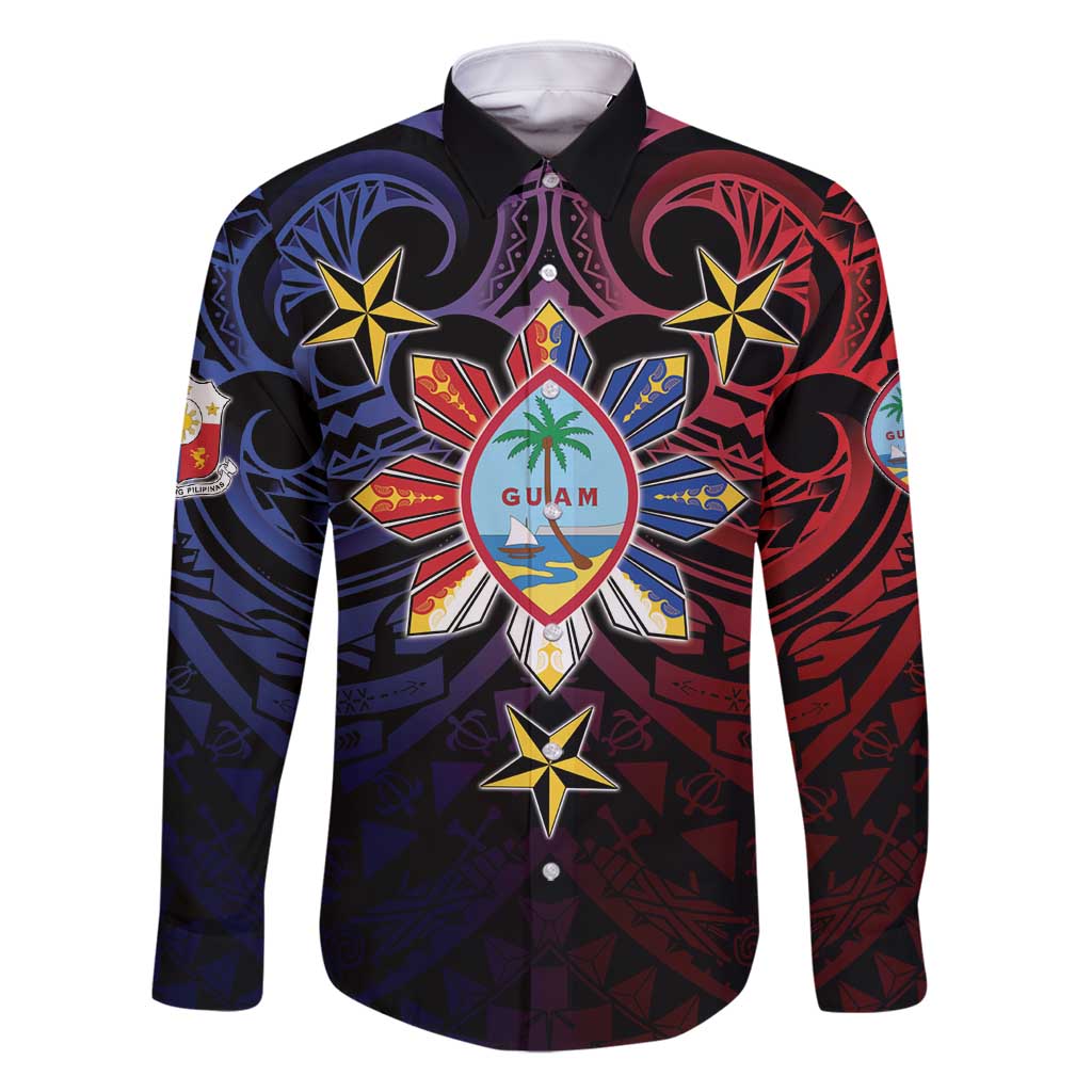 Philippines Guam Family Matching Summer Maxi Dress and Hawaiian Shirt Filipino Sun With Guaman Seal