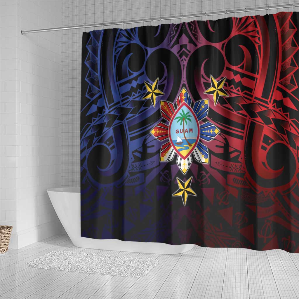 Philippines Guam Shower Curtain Filipino Sun With Guaman Seal