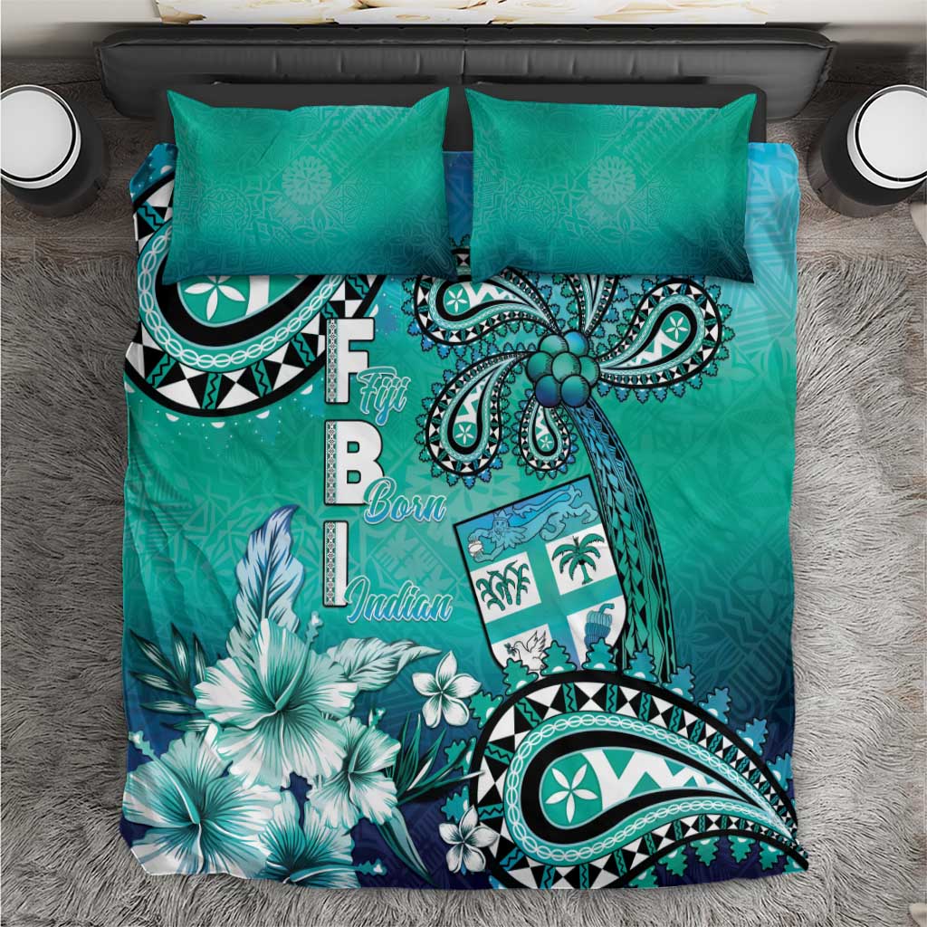 Fiji Born Indian Bedding Set Palm Paisley With Tapa Pattern