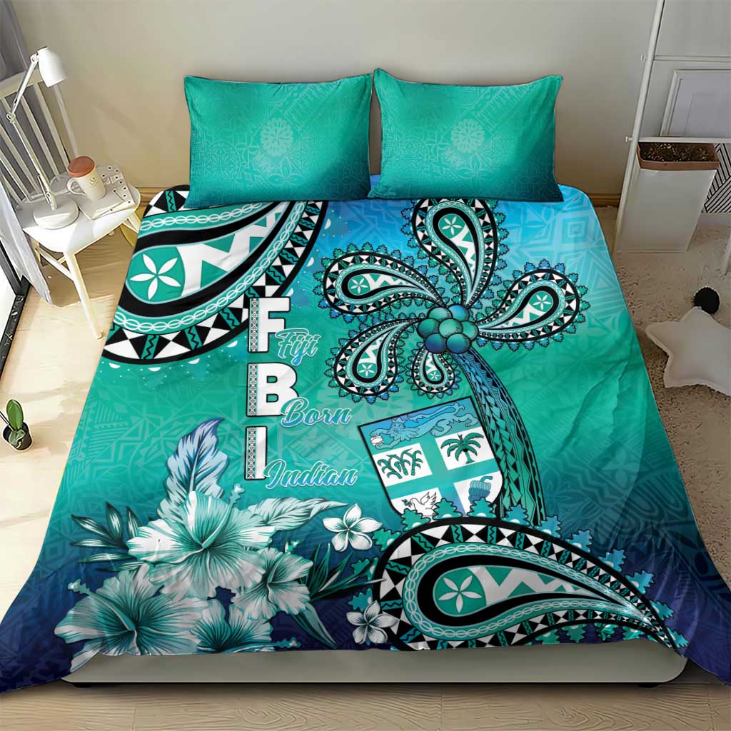 Fiji Born Indian Bedding Set Palm Paisley With Tapa Pattern