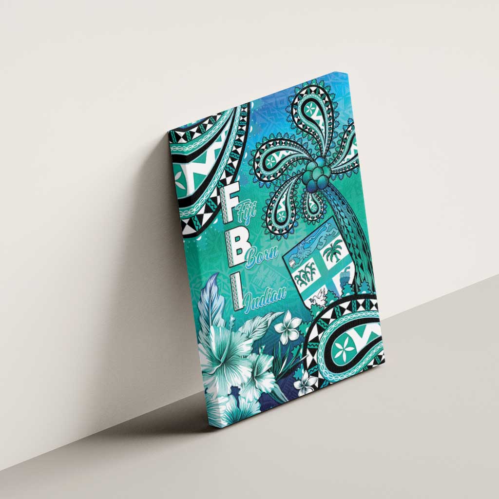 Fiji Born Indian Canvas Wall Art Palm Paisley With Tapa Pattern