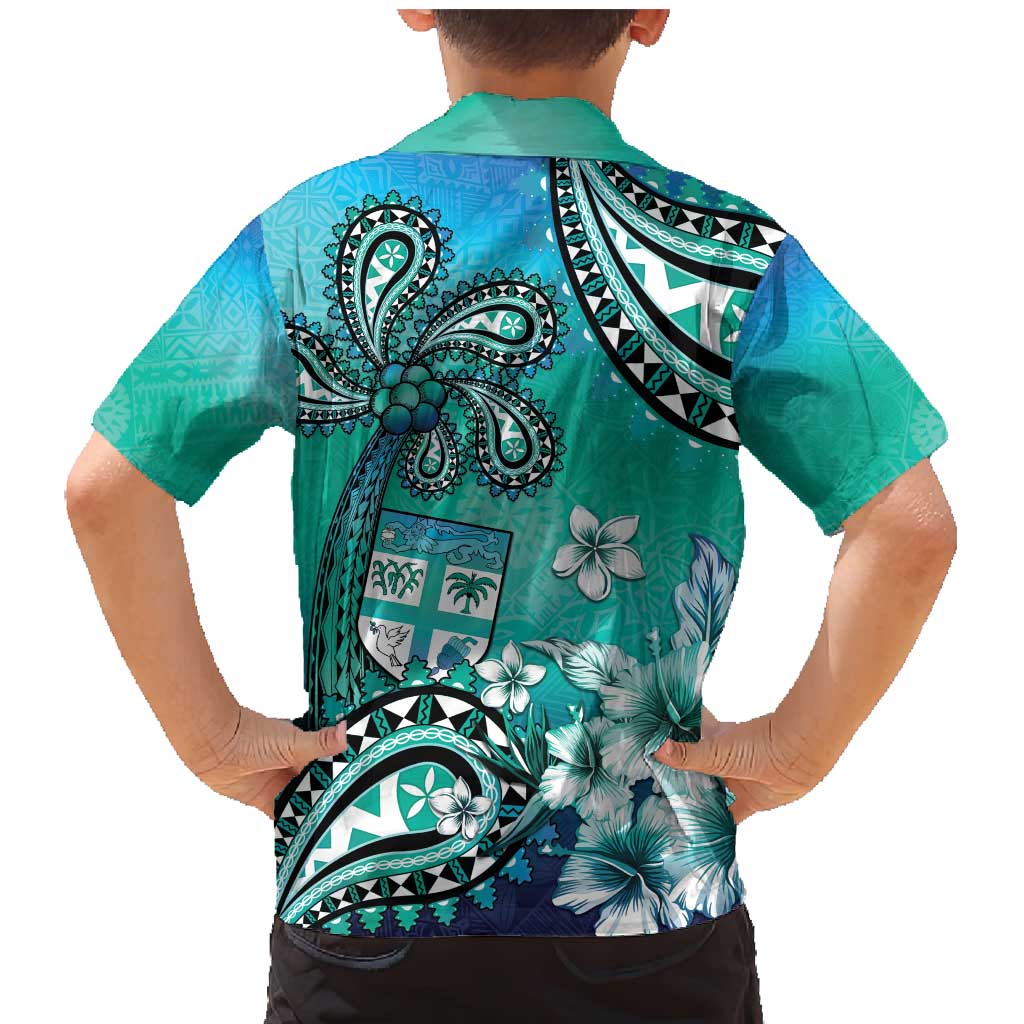 Fiji Born Indian Family Matching Mermaid Dress and Hawaiian Shirt Palm Paisley With Tapa Pattern