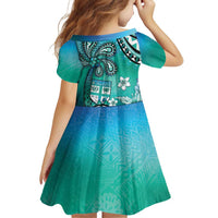 Fiji Born Indian Family Matching Off Shoulder Short Dress and Hawaiian Shirt Palm Paisley With Tapa Pattern