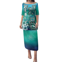 Fiji Born Indian Family Matching Puletasi and Hawaiian Shirt Palm Paisley With Tapa Pattern