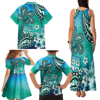 Fiji Born Indian Family Matching Tank Maxi Dress and Hawaiian Shirt Palm Paisley With Tapa Pattern