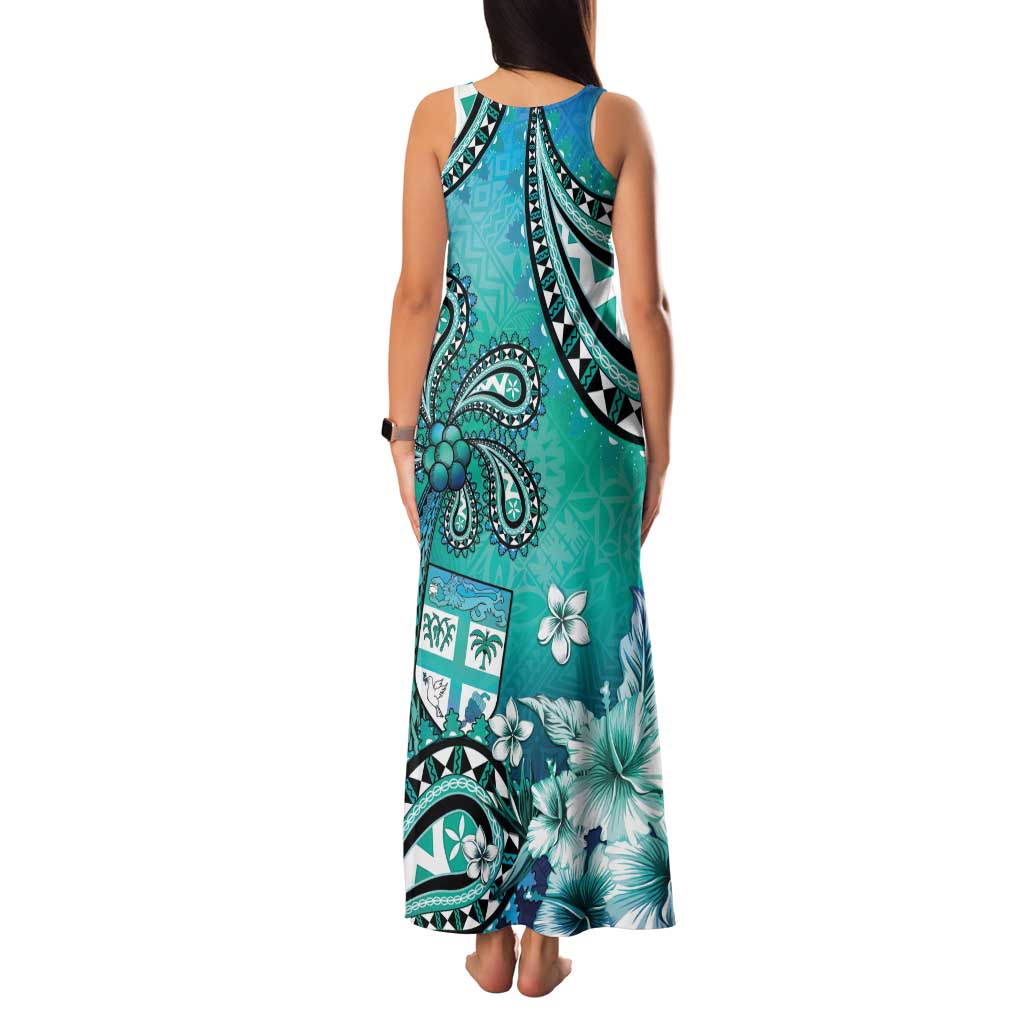 Fiji Born Indian Family Matching Tank Maxi Dress and Hawaiian Shirt Palm Paisley With Tapa Pattern