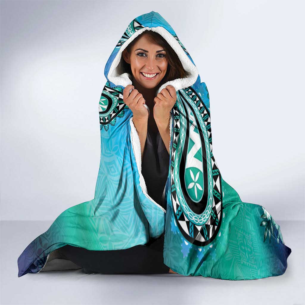 Fiji Born Indian Hooded Blanket Palm Paisley With Tapa Pattern