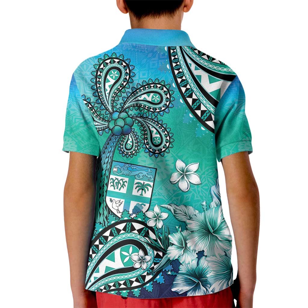 Fiji Born Indian Kid Polo Shirt Palm Paisley With Tapa Pattern