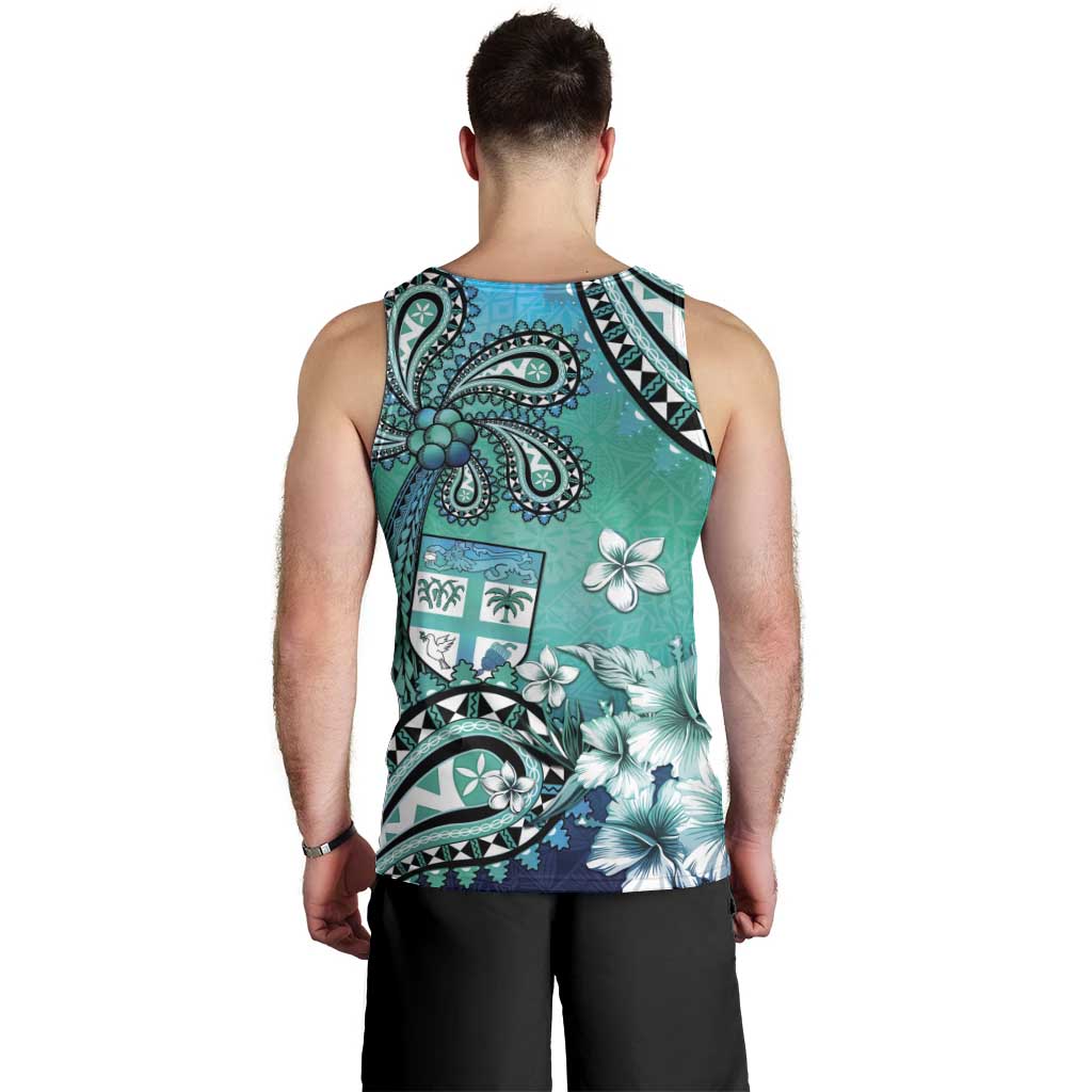 Fiji Born Indian Men Tank Top Palm Paisley With Tapa Pattern