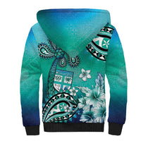 Fiji Born Indian Sherpa Hoodie Palm Paisley With Tapa Pattern