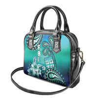 Fiji Born Indian Shoulder Handbag Palm Paisley With Tapa Pattern