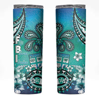 Fiji Born Indian Skinny Tumbler Palm Paisley With Tapa Pattern