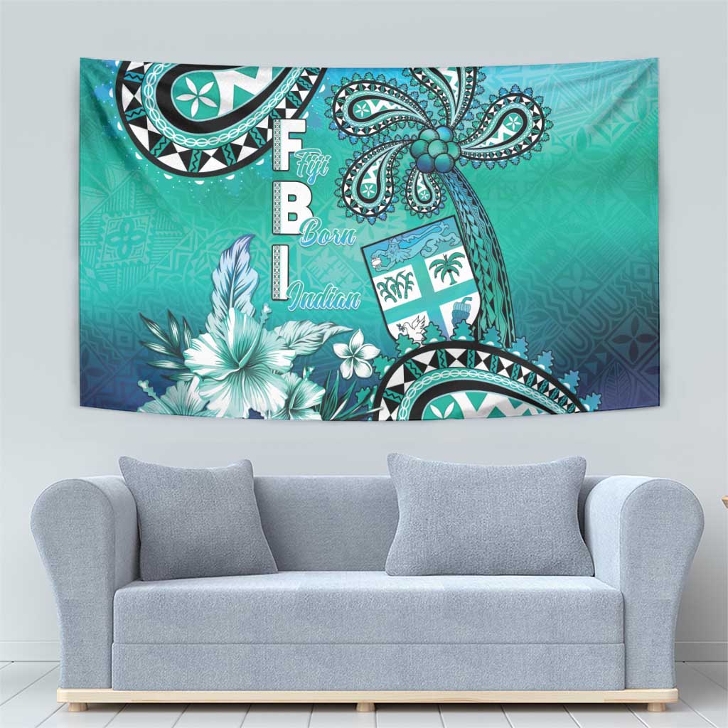 Fiji Born Indian Tapestry Palm Paisley With Tapa Pattern