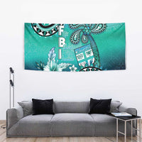 Fiji Born Indian Tapestry Palm Paisley With Tapa Pattern