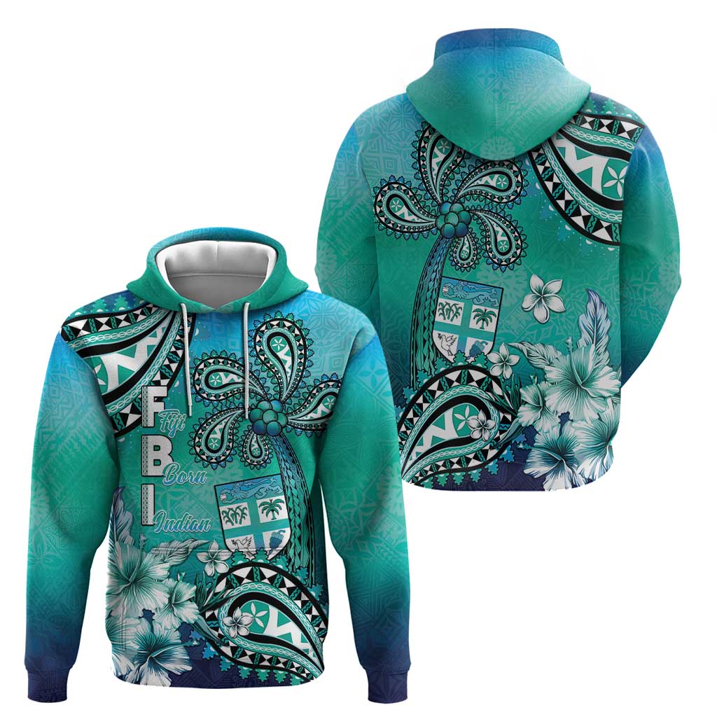 Fiji Born Indian Zip Hoodie Palm Paisley With Tapa Pattern