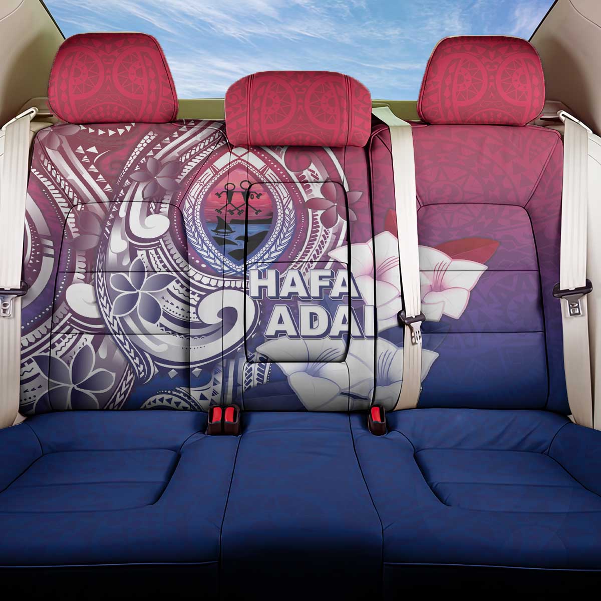 Guam Gadao Back Car Seat Cover Hafa Adai Micronesian Tribal Pattern