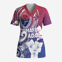 Guam Gadao Scrub Top Hafa Adai Micronesian Tribal Pattern LT05 Adult Red - Polynesian Pride
