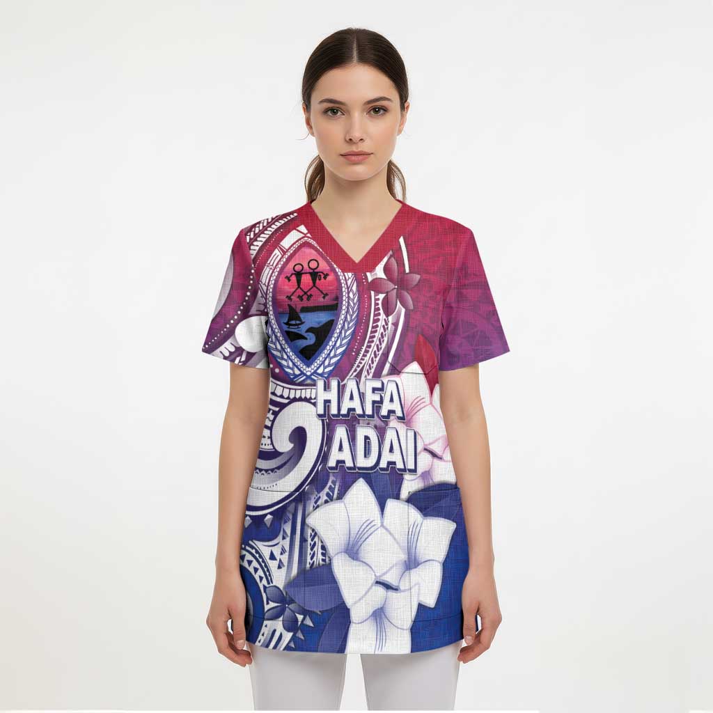 Guam Gadao Scrub Top Hafa Adai Micronesian Tribal Pattern LT05 - Polynesian Pride