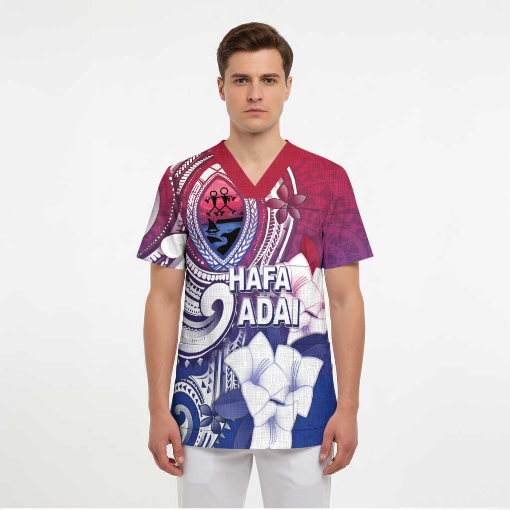 Guam Gadao Scrub Top Hafa Adai Micronesian Tribal Pattern LT05 - Polynesian Pride