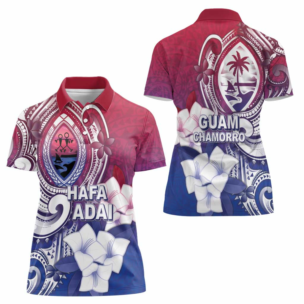 Guam Gadao Women Polo Shirt Hafa Adai Micronesian Tribal Pattern