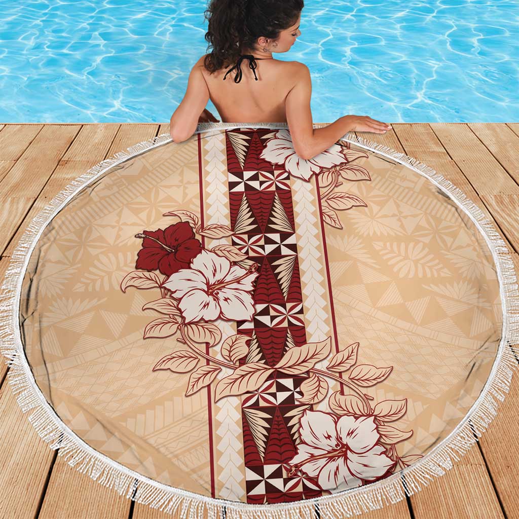 Tonga Language Week Beach Blanket Hibiscus Tongan Ngatu Pattern LT05 - Polynesian Pride