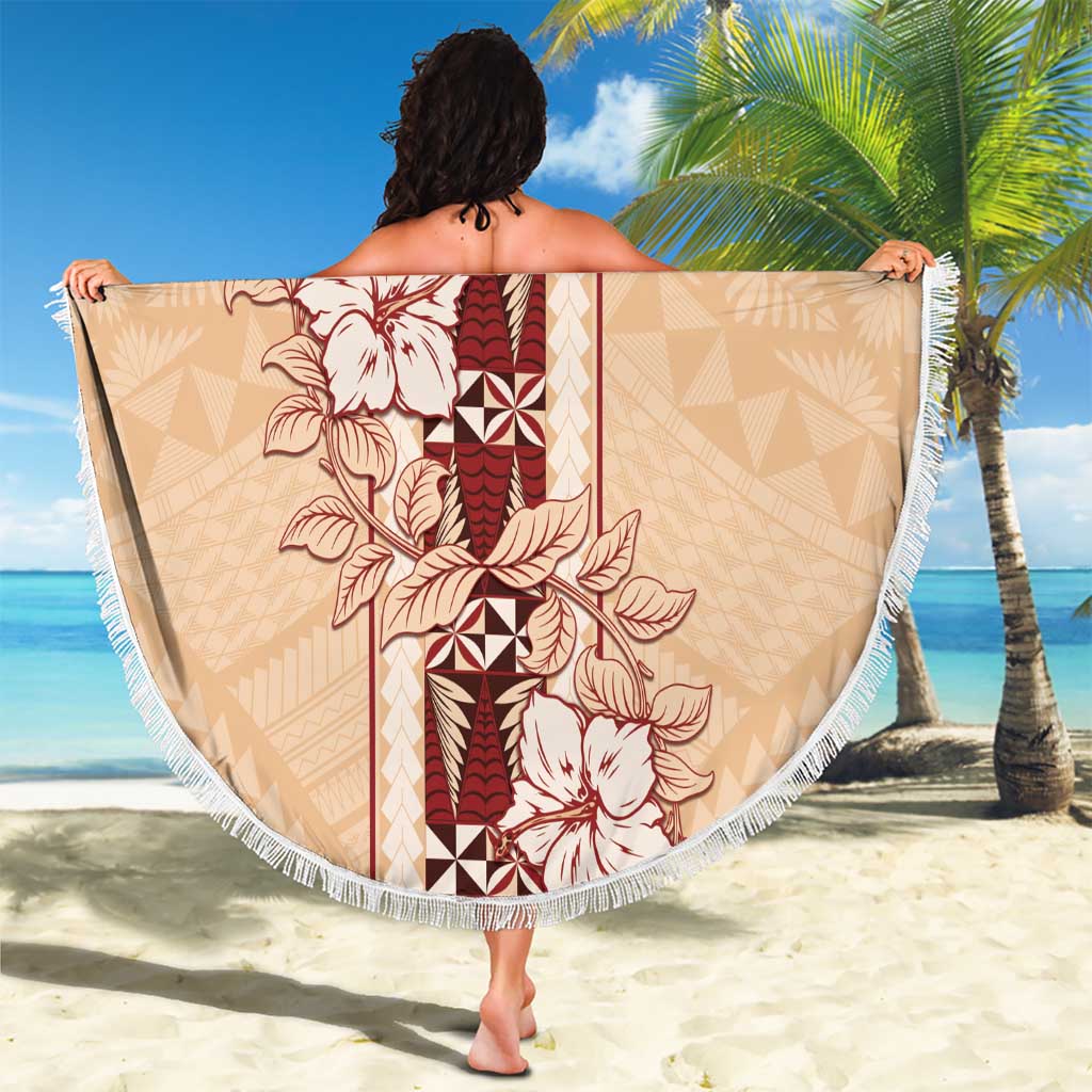 Tonga Language Week Beach Blanket Hibiscus Tongan Ngatu Pattern LT05 - Polynesian Pride