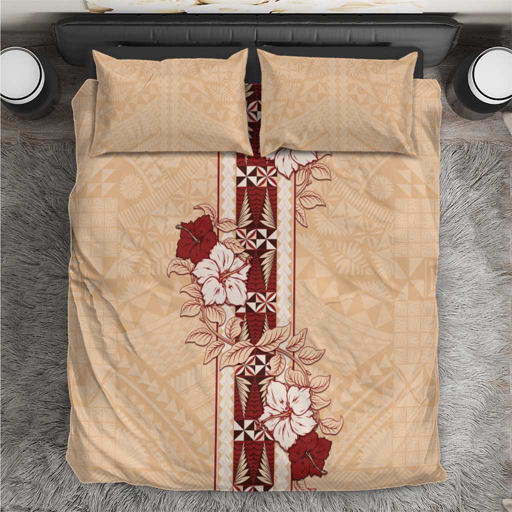Tonga Language Week Bedding Set Hibiscus Tongan Ngatu Pattern LT05 Beige - Polynesian Pride