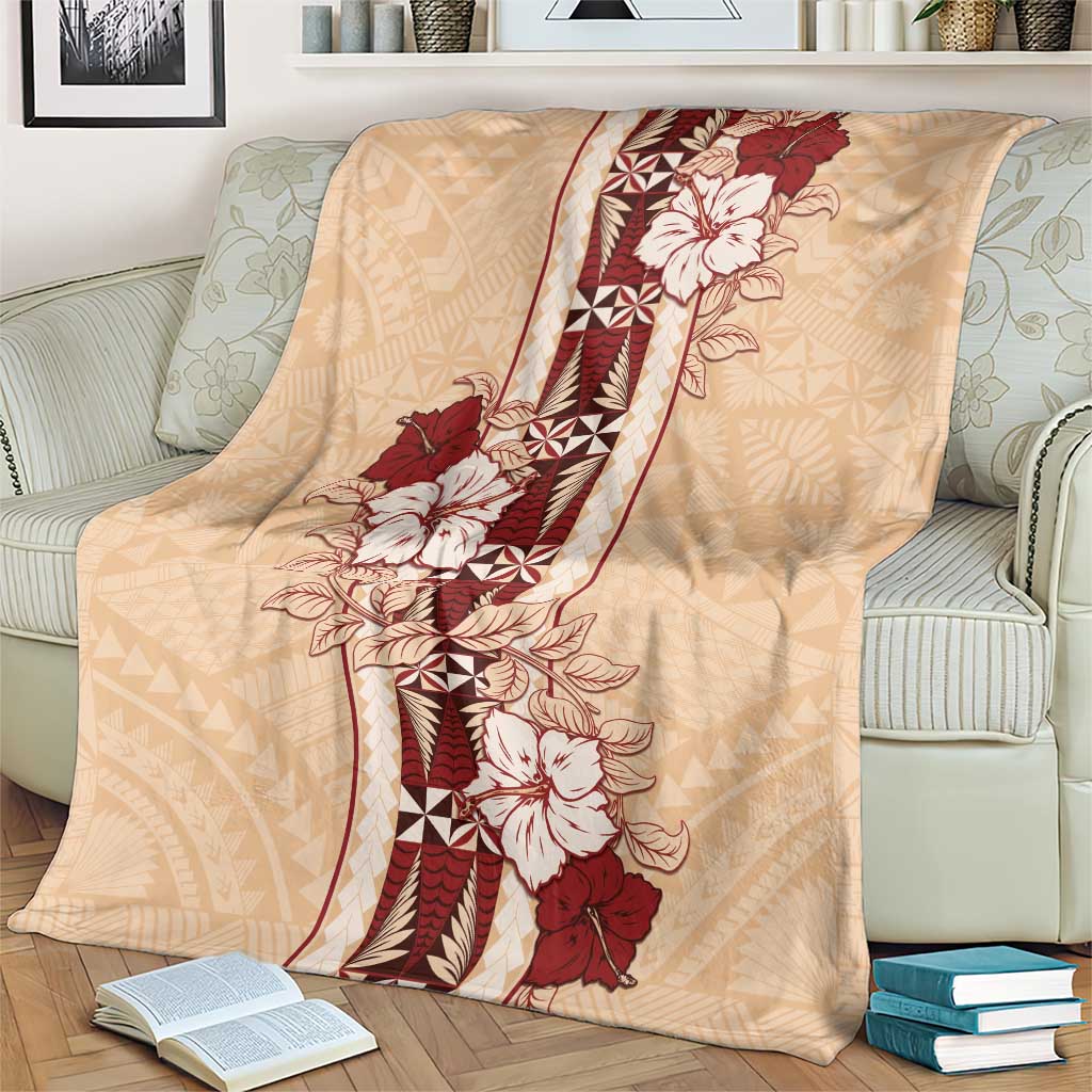 Tonga Language Week Blanket Hibiscus Tongan Ngatu Pattern LT05 - Polynesian Pride