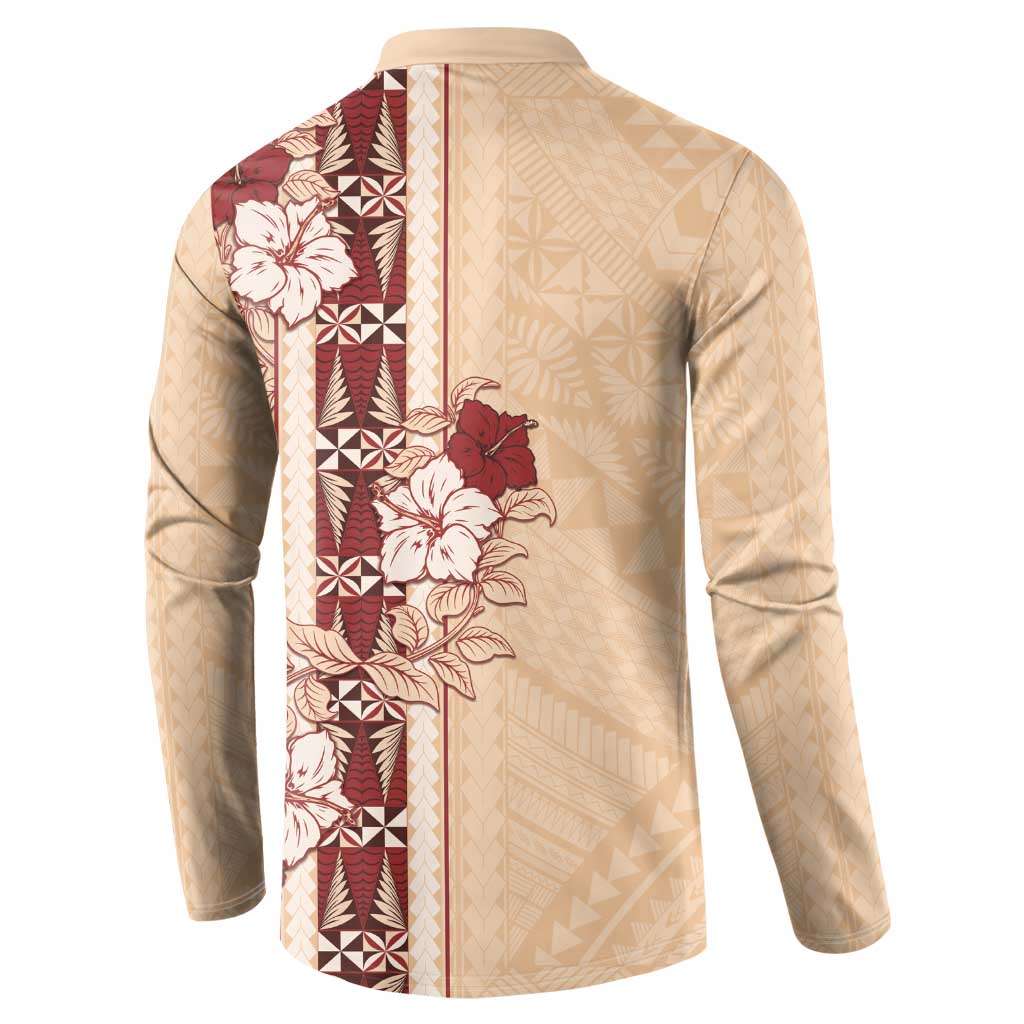 Tonga Language Week Button Sweatshirt Hibiscus Tongan Ngatu Pattern LT05 - Polynesian Pride
