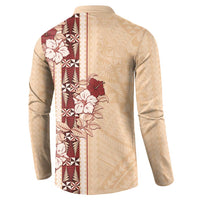 Tonga Language Week Button Sweatshirt Hibiscus Tongan Ngatu Pattern LT05 - Polynesian Pride
