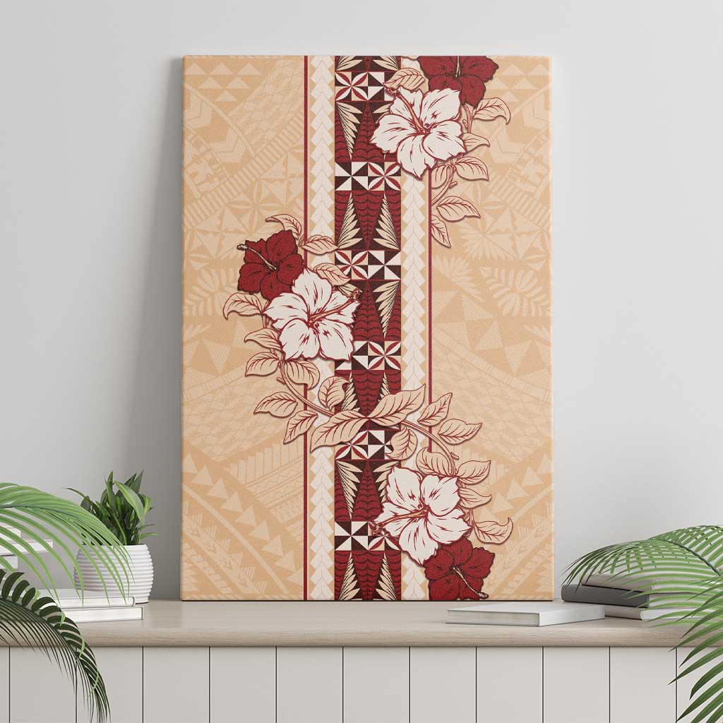 Tonga Language Week Canvas Wall Art Hibiscus Tongan Ngatu Pattern LT05 - Polynesian Pride