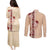 Tonga Language Week Couples Matching Puletasi and Long Sleeve Button Shirt Hibiscus Tongan Ngatu Pattern