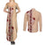 Tonga Language Week Couples Matching Summer Maxi Dress and Long Sleeve Button Shirt Hibiscus Tongan Ngatu Pattern