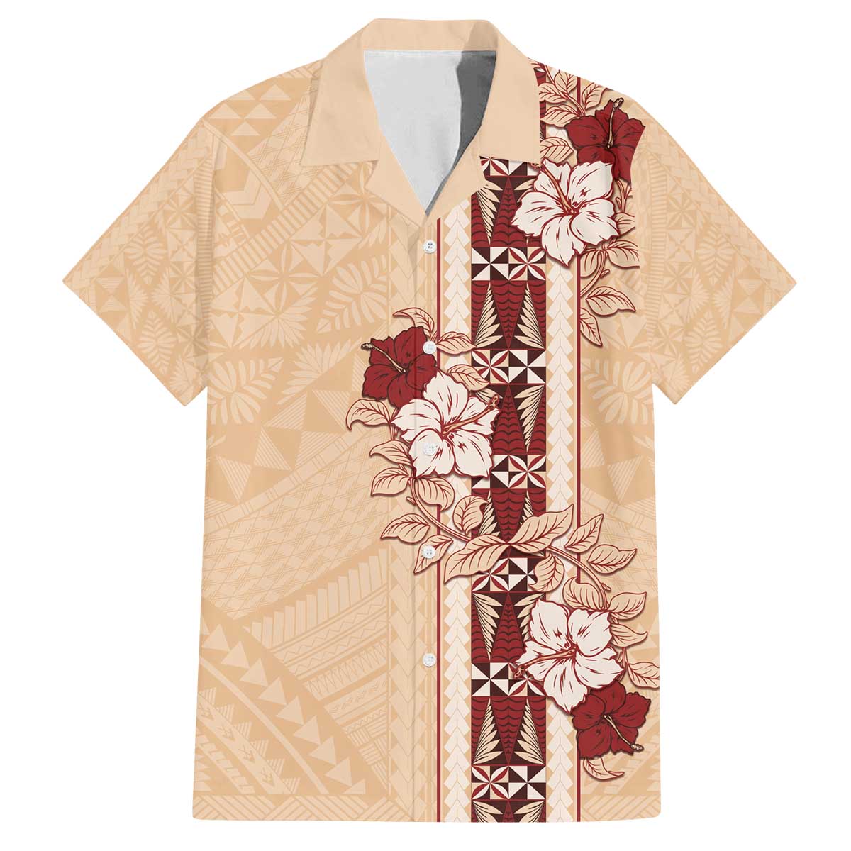 Tonga Language Week Family Matching Off The Shoulder Long Sleeve Dress and Hawaiian Shirt Hibiscus Tongan Ngatu Pattern