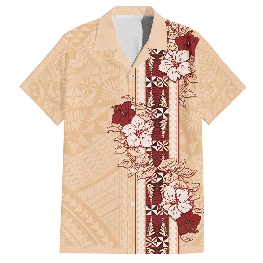 Tonga Language Week Family Matching Off Shoulder Maxi Dress and Hawaiian Shirt Hibiscus Tongan Ngatu Pattern