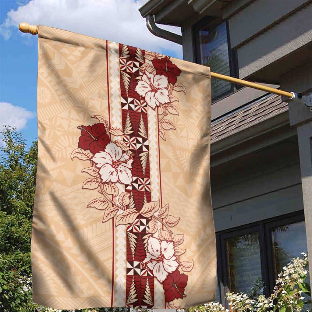 Tonga Language Week Garden Flag Hibiscus Tongan Ngatu Pattern LT05 - Polynesian Pride