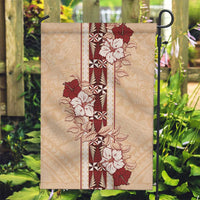Tonga Language Week Garden Flag Hibiscus Tongan Ngatu Pattern LT05 Garden Flag Beige - Polynesian Pride