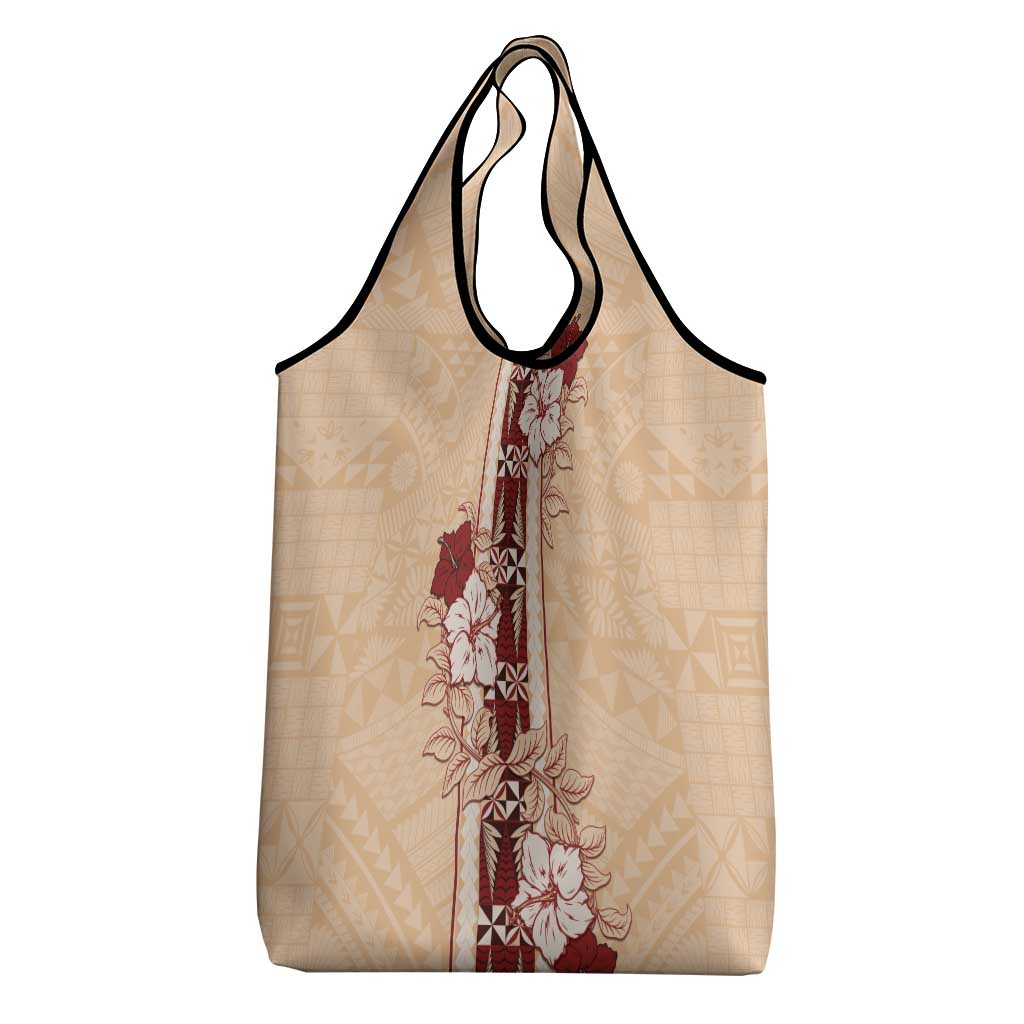 Tonga Language Week Grocery Bag Hibiscus Tongan Ngatu Pattern LT05 - Polynesian Pride