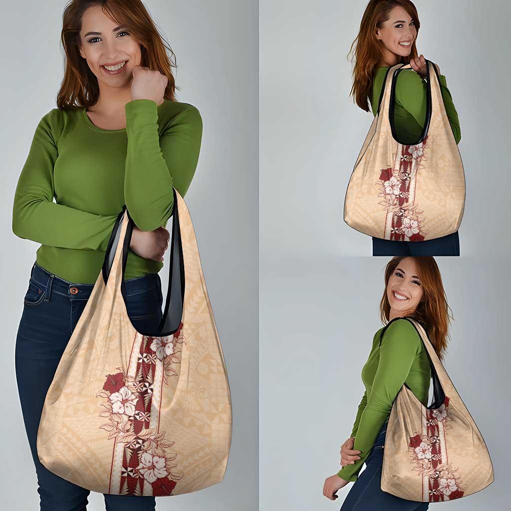 Tonga Language Week Grocery Bag Hibiscus Tongan Ngatu Pattern LT05 - Polynesian Pride