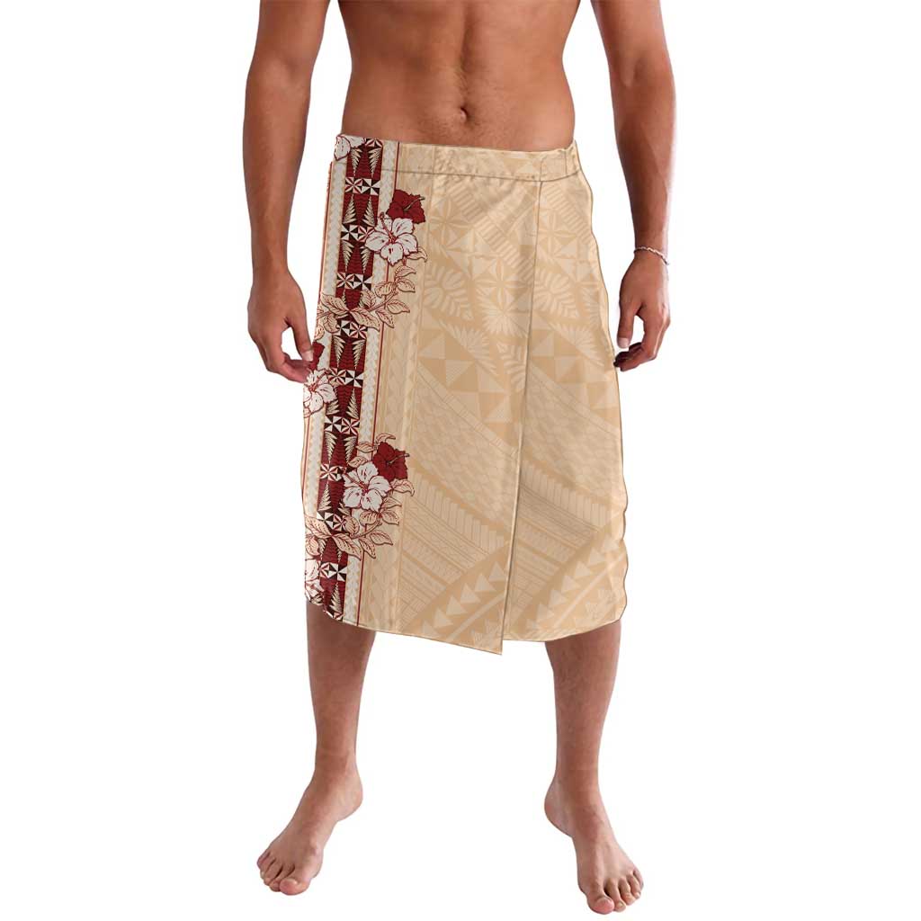Tonga Language Week Lavalava Hibiscus Tongan Ngatu Pattern LT05 Beige - Polynesian Pride