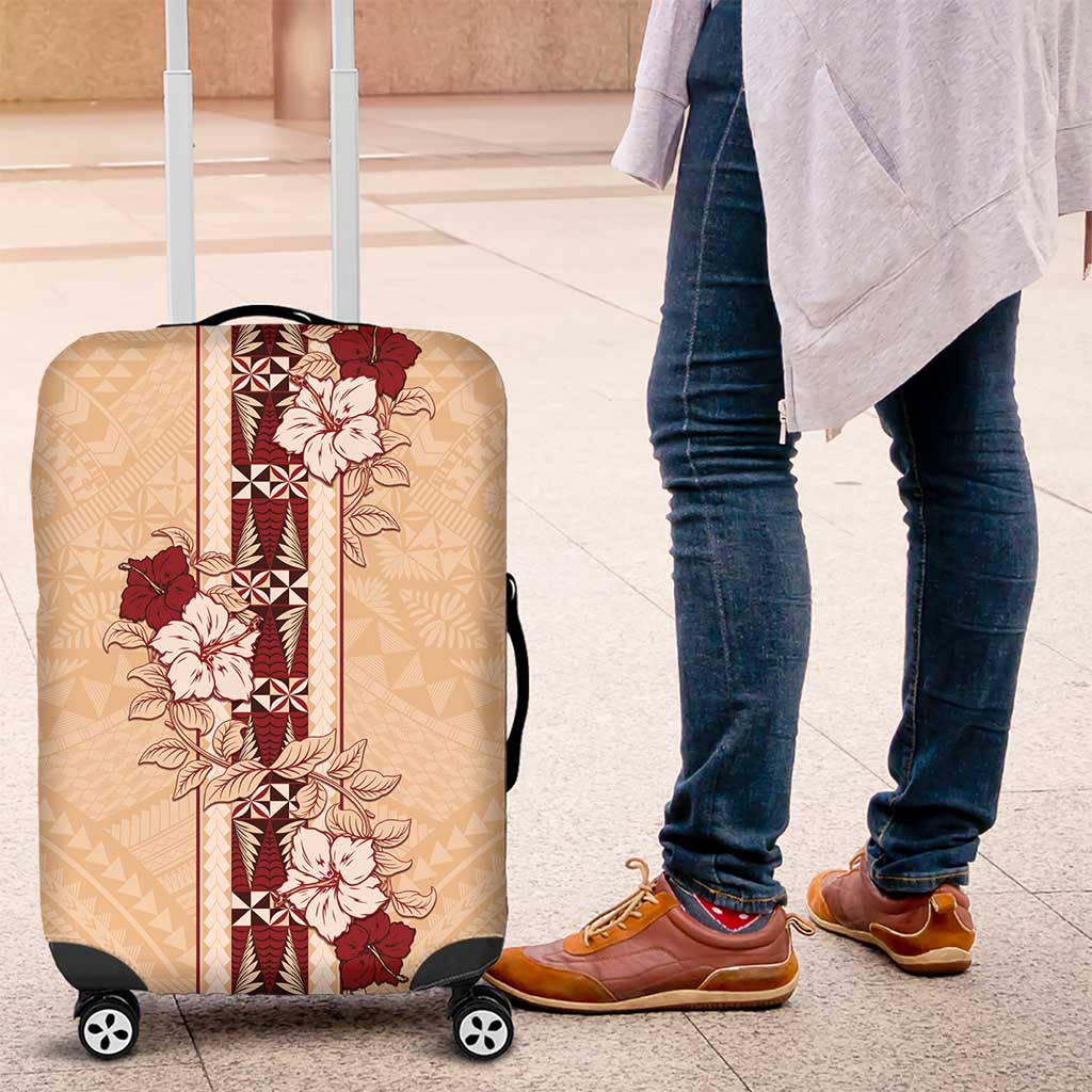 Tonga Language Week Luggage Cover Hibiscus Tongan Ngatu Pattern