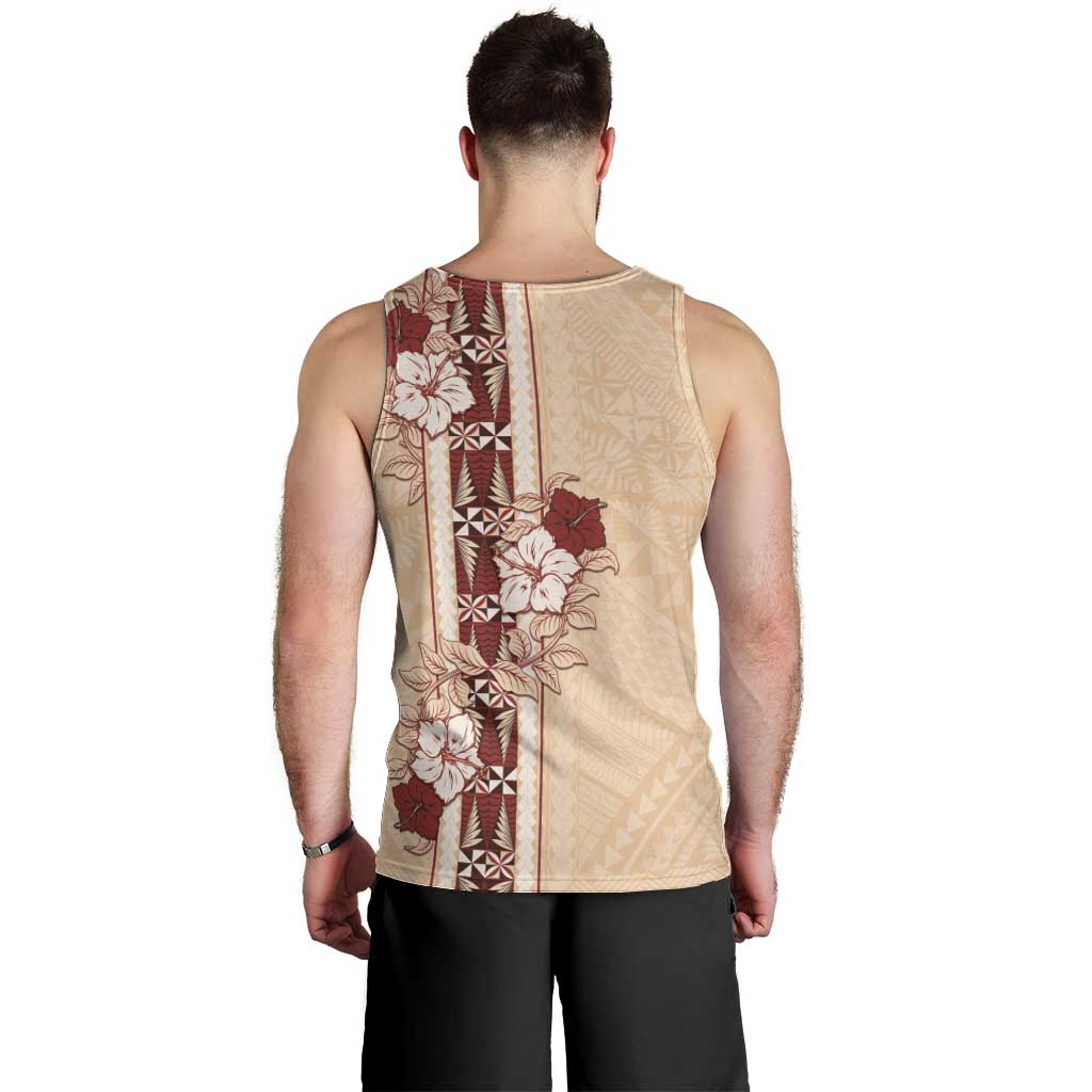 Tonga Language Week Men Tank Top Hibiscus Tongan Ngatu Pattern LT05 - Polynesian Pride