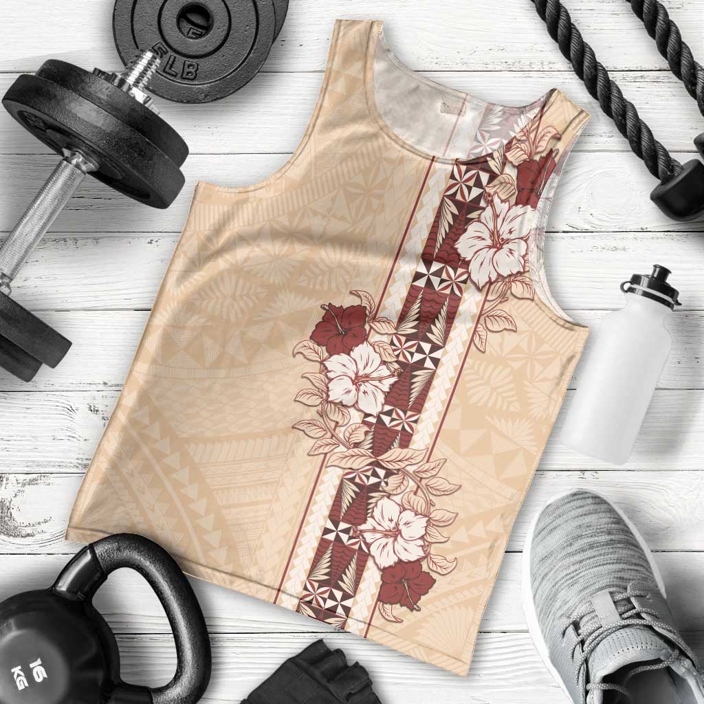 Tonga Language Week Men Tank Top Hibiscus Tongan Ngatu Pattern LT05 - Polynesian Pride